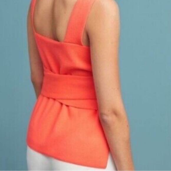 ANTHROPOLOGIE BRIGHT SALMON PINK KNITTED CROP TOP - Picture 6 of 16